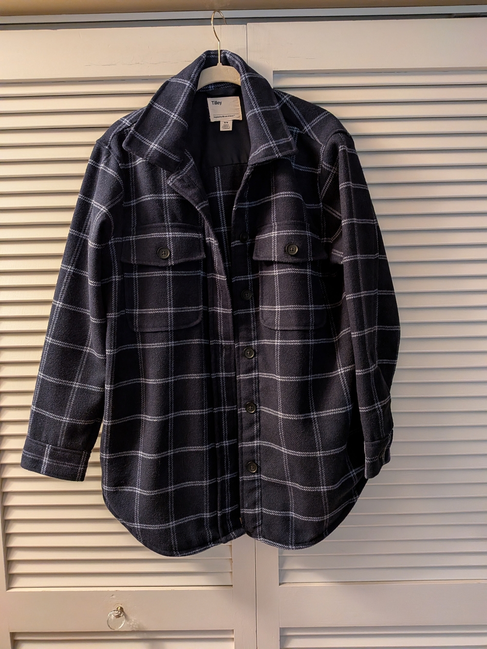 Tilley Navy Windowpane Plaid Utility Shacket